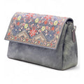 Women's Polyurethane Floral Embroidered Crossbody Sling Bag with Adjustable &amp; Removable Strap (Grey)