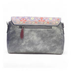 Women's Polyurethane Floral Embroidered Crossbody Sling Bag with Adjustable &amp; Removable Strap (Grey)