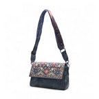 Women's Polyurethane Floral Embroidered Crossbody Sling Bag with Adjustable &amp; Removable Strap (Grey)