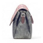 Women's Polyurethane Floral Embroidered Crossbody Sling Bag with Adjustable &amp; Removable Strap (Grey)