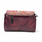 Women's Polyurethane Floral Embroidered Crossbody Sling Bag with Adjustable &amp; Removable Strap (Red)