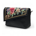 Women's Polyurethane Floral Embroidered Crossbody Sling Bag with Adjustable &amp; Removable Strap (Black)