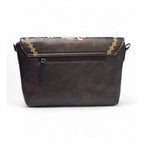 Women's Polyurethane Floral Embroidered Crossbody Sling Bag with Adjustable &amp; Removable Strap (Coffee)