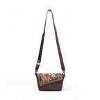 Women's Polyurethane Floral Embroidered Crossbody Sling Bag with Adjustable &amp; Removable Strap (Red)