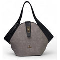 Women's Polyurethane Floral Printed Hexagonal Satchel Handbag with Adjustable Strap (Grey)