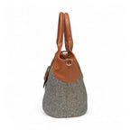Women's Polyurethane Textured Two-Tone Tote Handbag with Adjustable &amp; Removable Strap (Grey)