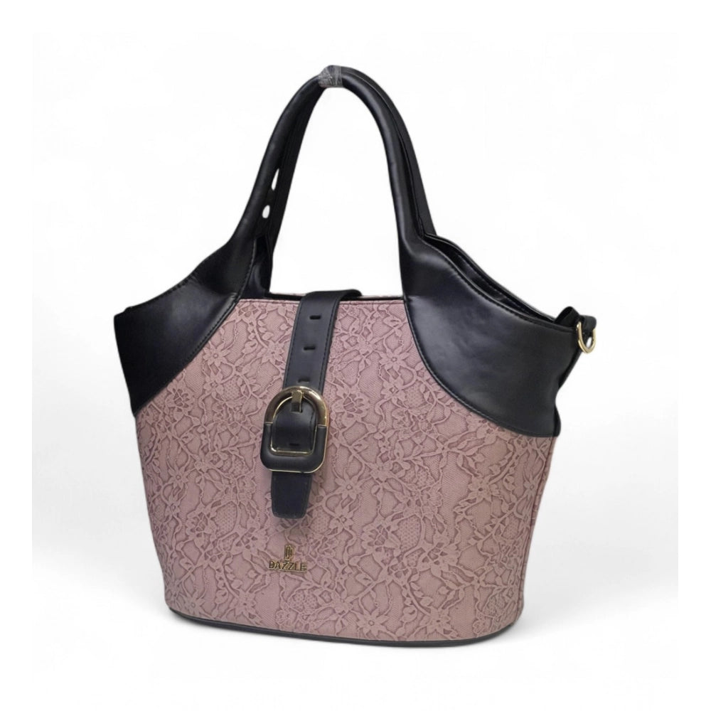 Women's Polyurethane Textured Two-Tone Tote Handbag with Adjustable &amp; Removable Strap (Purple)