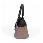 Women's Polyurethane Textured Two-Tone Tote Handbag with Adjustable &amp; Removable Strap (Purple)