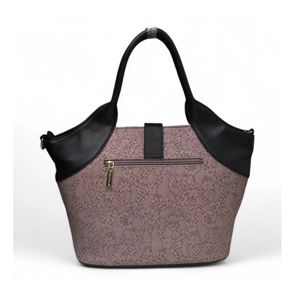Women's Polyurethane Textured Two-Tone Tote Handbag with Adjustable &amp; Removable Strap (Purple)