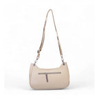 Women's Polyurethane Floral Embroidered Crossbody Sling Bag with Adjustable &amp; Removable Strap (Beige)