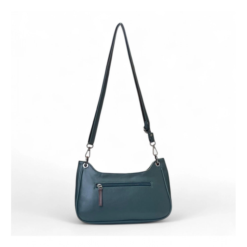 Women's Polyurethane Floral Embroidered Crossbody Sling Bag with Adjustable &amp; Removable Strap (Blue)