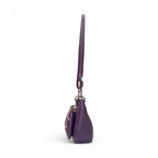 Women's Polyurethane Floral Embroidered Crossbody Sling Bag with Adjustable &amp; Removable Strap (Purple)