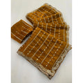 Women's Jimmy Choo Embellished Saree With Unstitched Blouse 5.5Mtr?(Mustard)