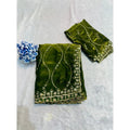 Women's Jimmy Choo Embellished Saree With Unstitched Blouse 5.5Mtr?(Mehendi-Green)