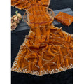 Women's Jimmy Choo Embellished Saree With Unstitched Blouse 5.5Mtr?(Orange)