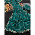 Women's Jimmy Choo Embellished Saree With Unstitched Blouse 5.5Mtr?(Bottle Green)