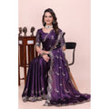 Women's Georgette Embroidered Saree With Unstitched Blouse 5.5Mtr?(Purple)