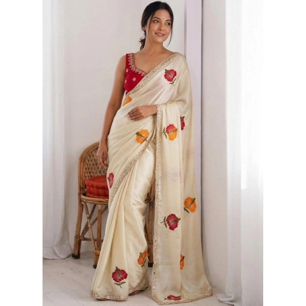 Women's Georgette Embellished Saree With Unstitched Blouse 5.5Mtr?(Beige)