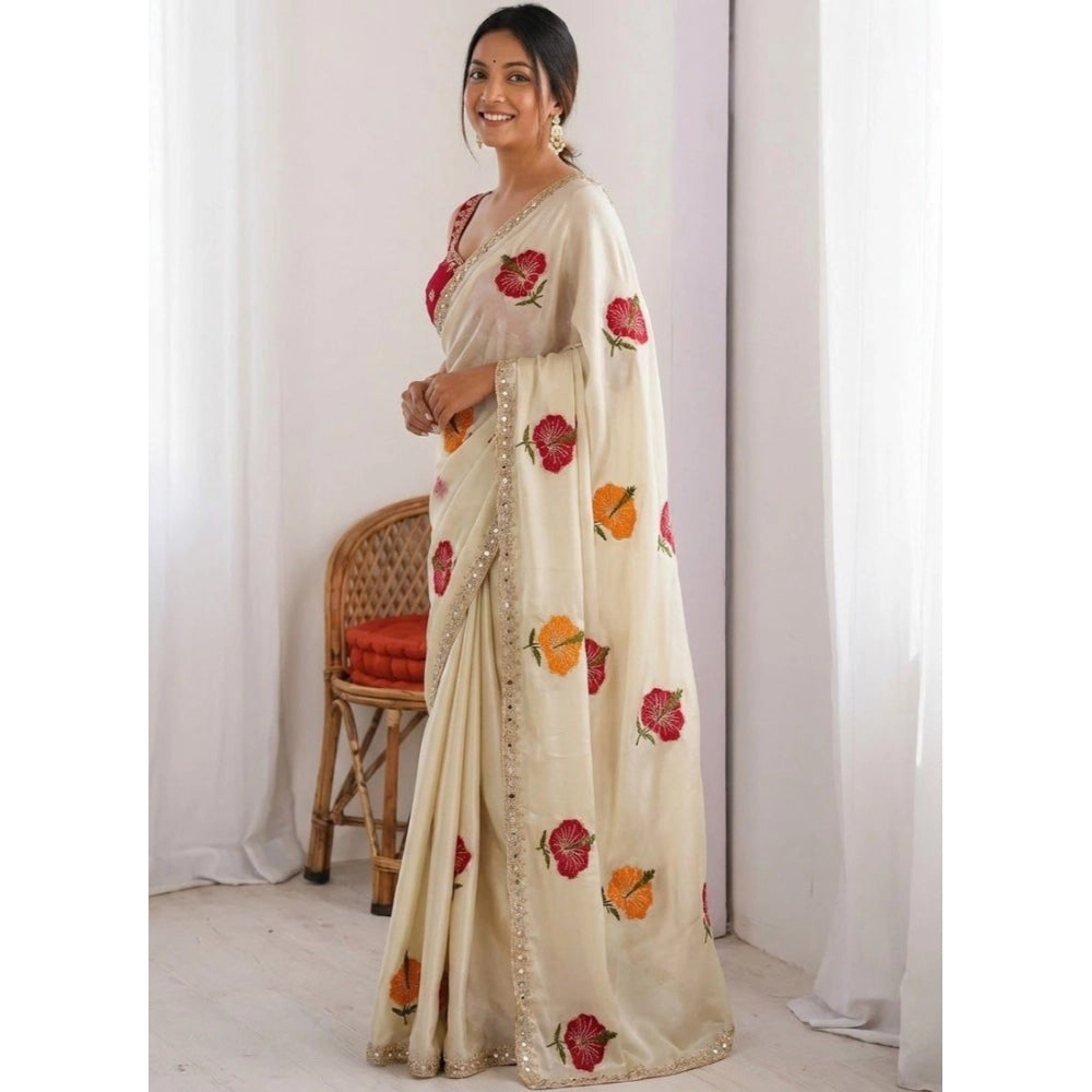 Women's Georgette Embellished Saree With Unstitched Blouse 5.5Mtr?(Beige)