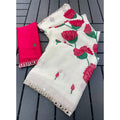 Women's Georgette Embellished Saree With Unstitched Blouse 5.5Mtr?(Cream-Red)