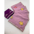 Women's Georgette Embellished Saree With Unstitched Blouse 5.5Mtr?(Lavender)