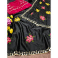 Women's Georgette Embellished Saree With Unstitched Blouse 5.5Mtr?(Black)