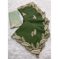 Women's Chiffon Embroidered Saree With Unstitched Blouse 5.5Mtr?(Green)