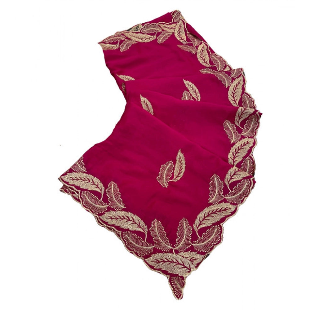 Women's Chiffon Embroidered Saree With Unstitched Blouse 5.5Mtr?(Pink)