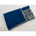 Women's Chiffon Embroidered Saree With Unstitched Blouse 5.5Mtr?(Teal)