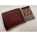 Women's Chiffon Embroidered Saree With Unstitched Blouse 5.5Mtr?(Brown)
