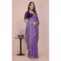 Women's Georgette Embellished Saree With Unstitched Blouse 5.5Mtr?(Purple)