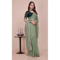 Women's Georgette Embellished Saree With Unstitched Blouse 5.5Mtr?(Pista Green)