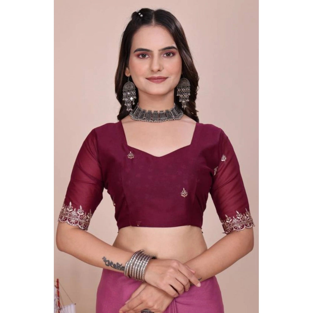 Women's Georgette Embellished Saree With Unstitched Blouse 5.5Mtr?(Pink)