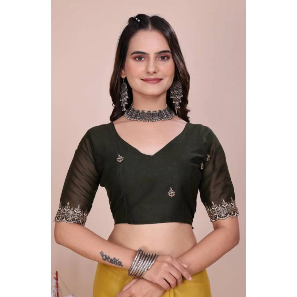 Women's Georgette Embellished Saree With Unstitched Blouse 5.5Mtr?(Yellow)