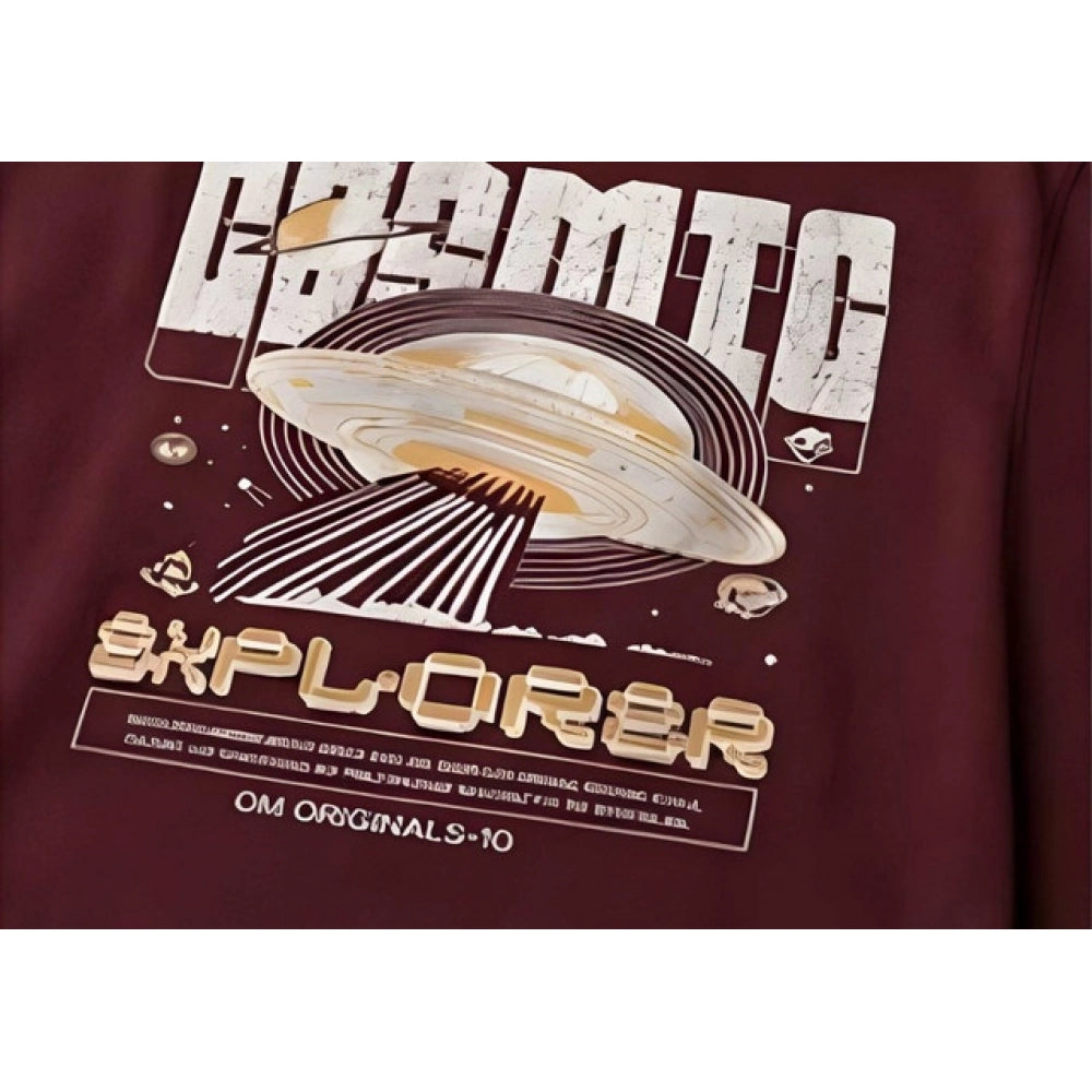 Men's Cotton Blend Printed Oversized Round Neck Half Sleeve T-Shirt (Maroon)