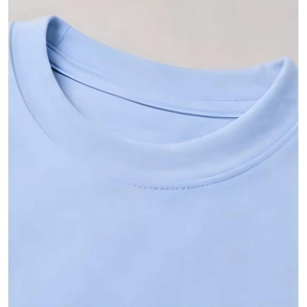 Men's Cotton Blend Printed Oversized Round Neck Half Sleeve T-Shirt (Lavender)