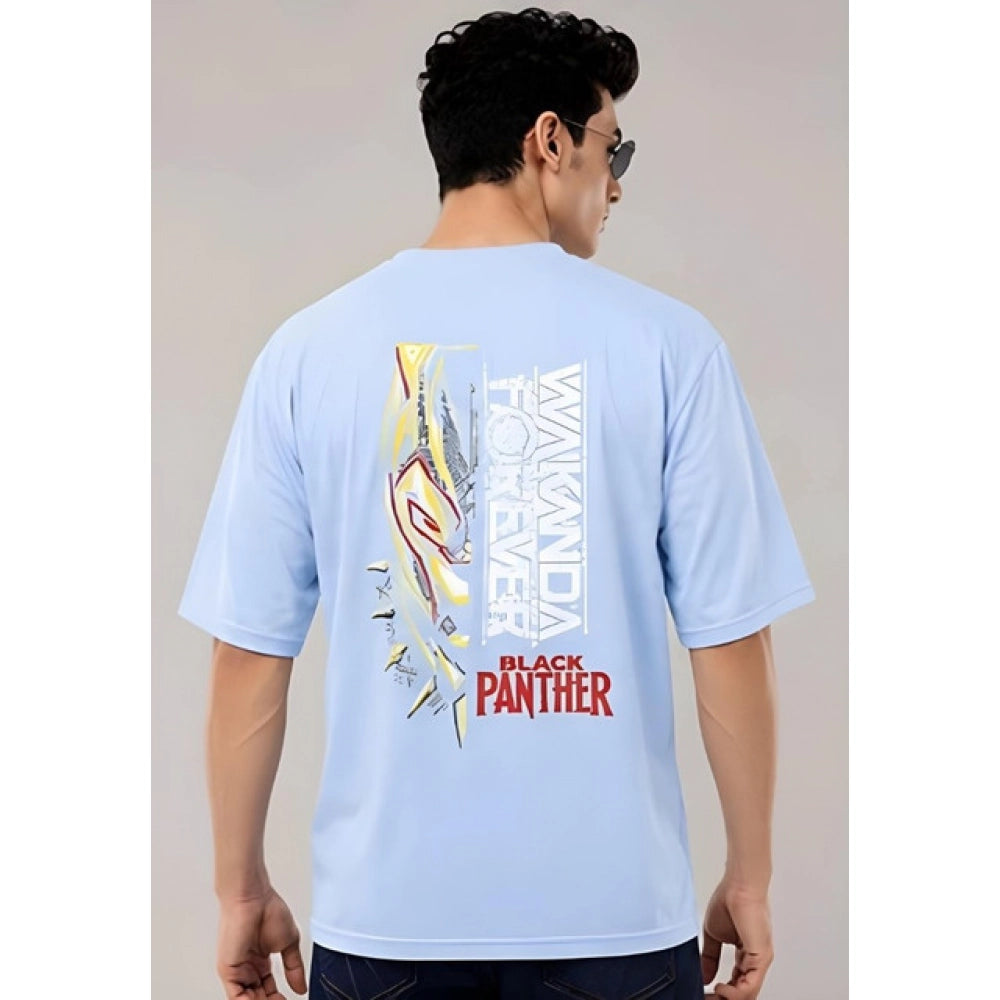 Men's Cotton Blend Printed Oversized Round Neck Half Sleeve T-Shirt (Lavender)