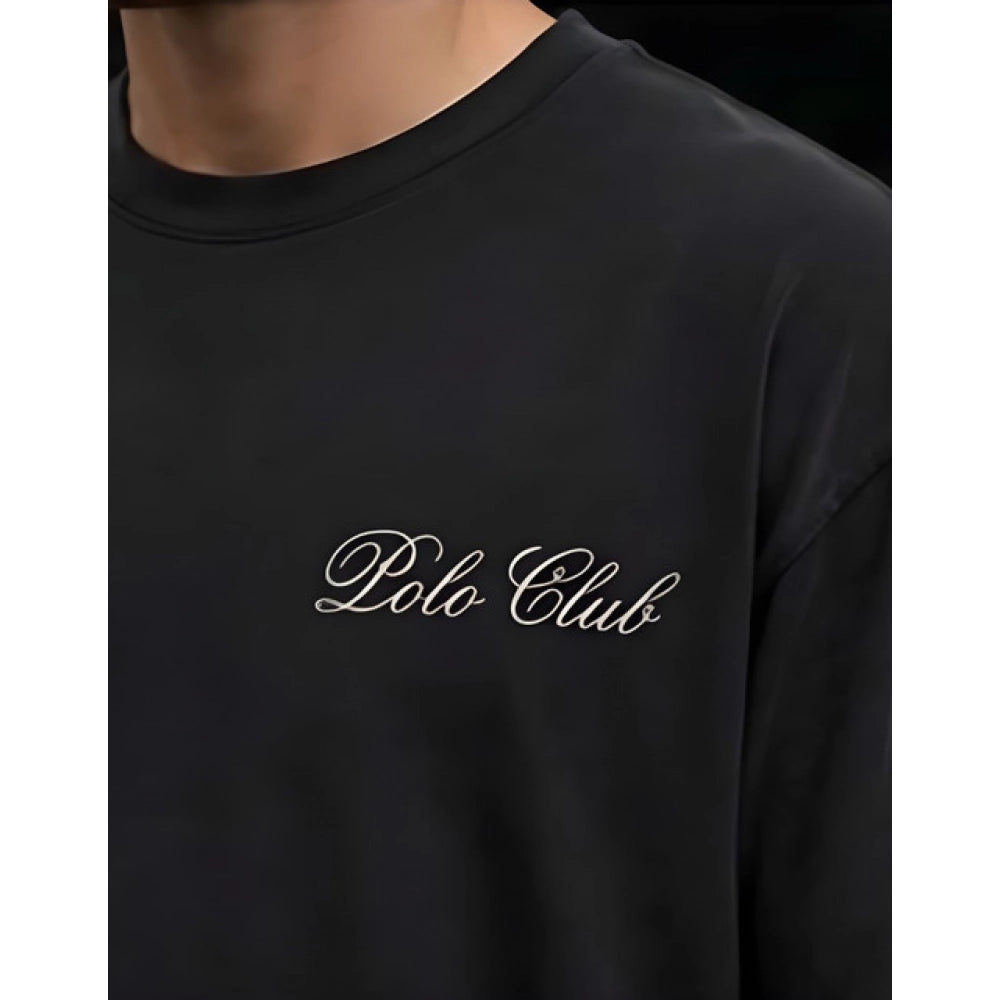 Men's Cotton Blend Printed Oversized Round Neck Half Sleeve T-Shirt (Grey)