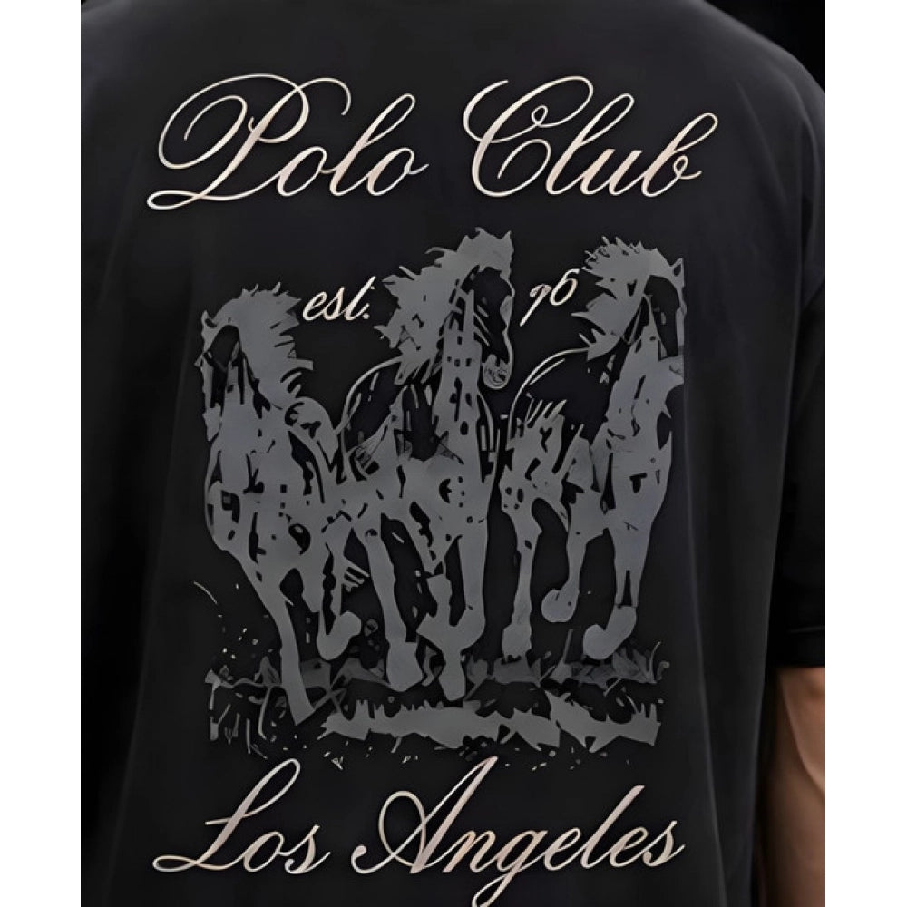 Men's Cotton Blend Printed Oversized Round Neck Half Sleeve T-Shirt (Grey)