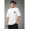 Men's Cotton Blend Printed Oversized Round Neck Half Sleeve T-Shirt (White)