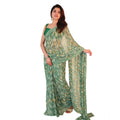 Women's Georgette Printed Saree With Unstitched Blouse 5.5Mtr (Green)