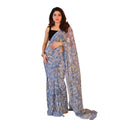 Women's Georgette Printed Saree With Unstitched Blouse 5.5Mtr (Grey)