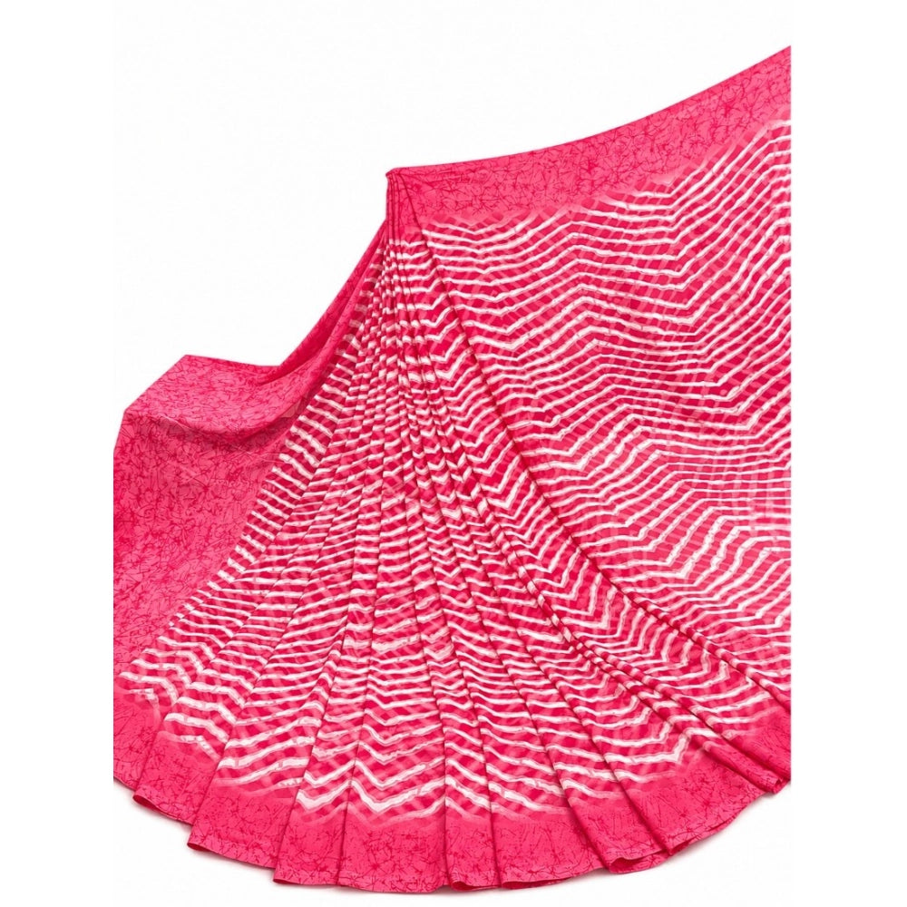 Women's Georgette Printed Saree With Unstitched Blouse 5.5Mtr (Pink)
