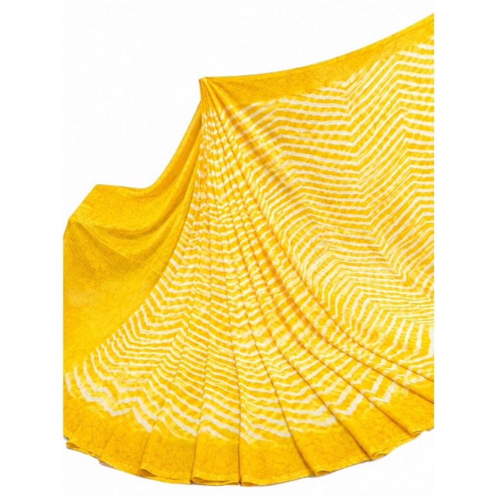 Women's Georgette Printed Saree With Unstitched Blouse 5.5Mtr (Yellow)