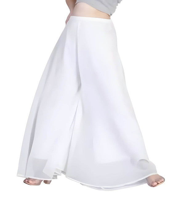 Women's Pack of 1 Georgette Solid High Rise Wide Leg Flared Palazzo with Elastic Waist (White)