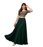Women's Georgette Solid Mid-Rise Wide Leg Flared Palazzo with Elastic Waist (Bottle Green)