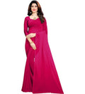 Women's Georgette Solid Saree With Unstitched Blouse 5.5Mtr (Pink)