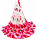 Women's Georgette Floral Printed Saree With Unstitched Blouse 5.5Mtr (White-Pink)