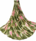 Women's Georgette Printed Saree With Unstitched Blouse 5.5Mtr (Mehendi-Pink)