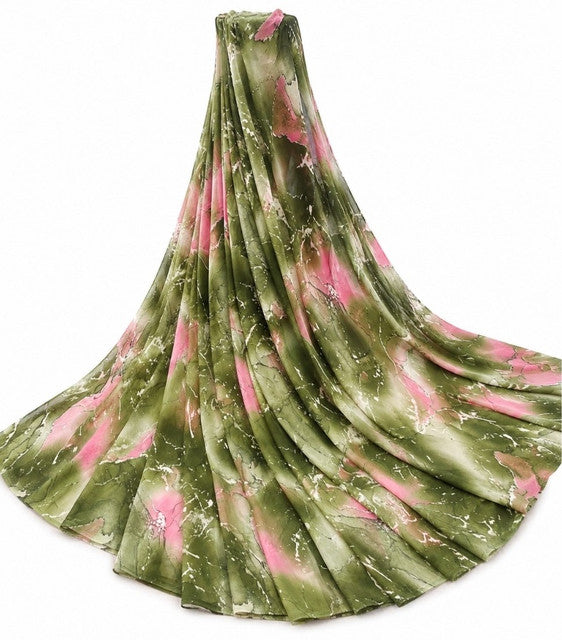 Women's Georgette Printed Saree With Unstitched Blouse 5.5Mtr (Mehendi-Pink)
